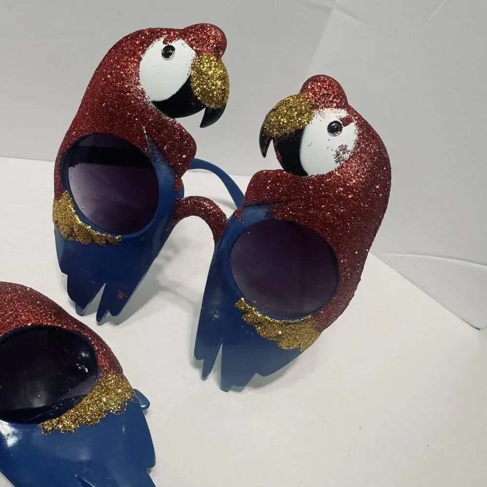 2 Pair Parrot Shape Fancy Sunglasses Kids Children Cruise Caribbean Funny